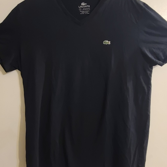 Lacoste Women's Dark Blue V-Neck Tee. Excellent Condition. - Picture 1 of 5